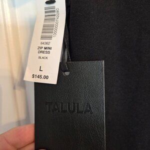 Aritzia Talulu Black short sleeve knee length dress with low back size L NWT